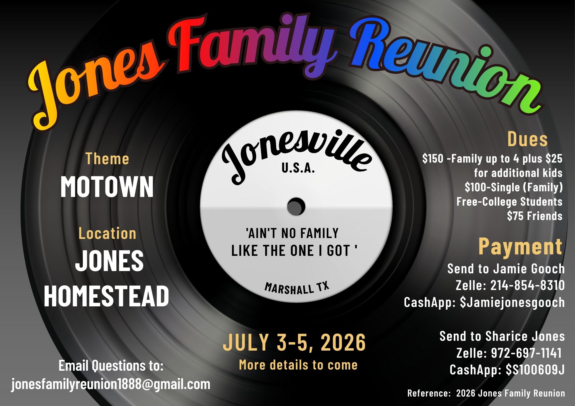 2026 Jones Family Reunion Flyer